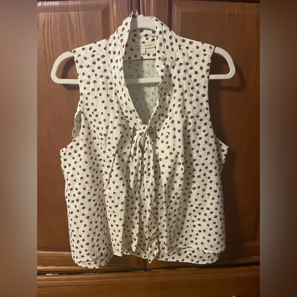 Paper Crown White and Brown Polka Dot Blouse